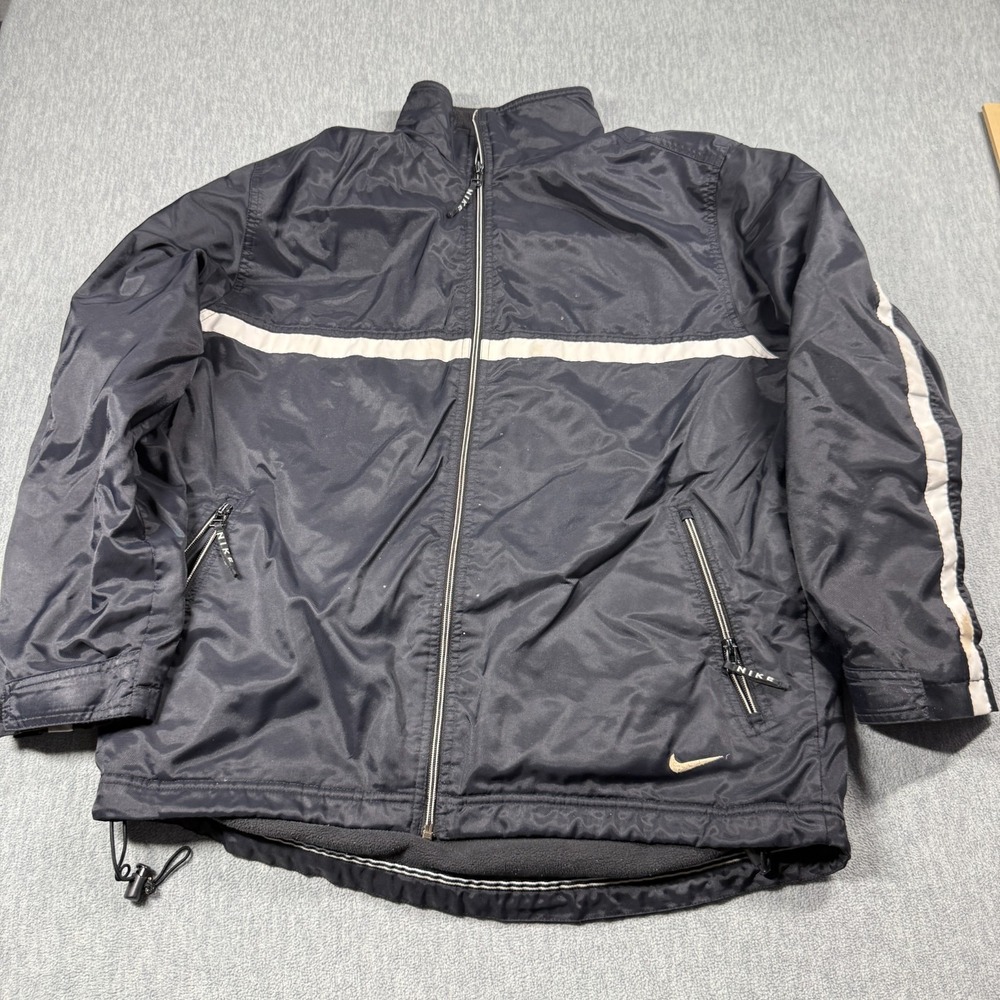 Nike Jacket Mens M Black Vintage Full Zip Warm Up Track Windbreaker Athletic VTG